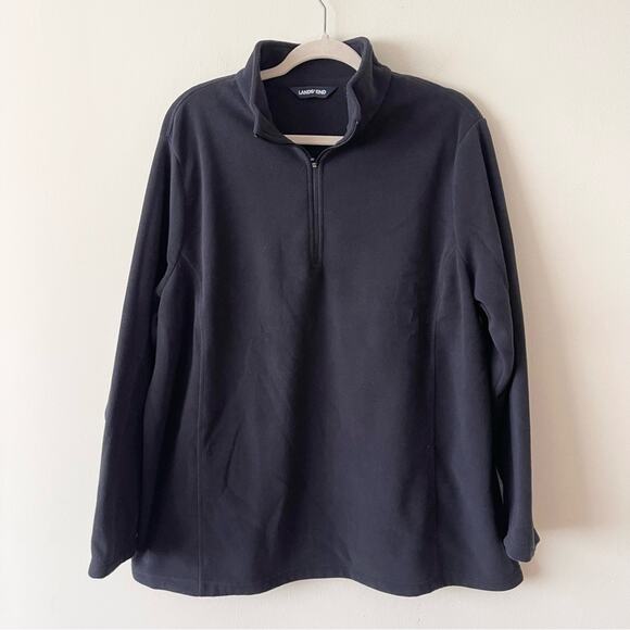 Lands' End Black Quarter-Zip Fleece Pullover Top Woman size 1X Lightweight - Picture 1 of 8